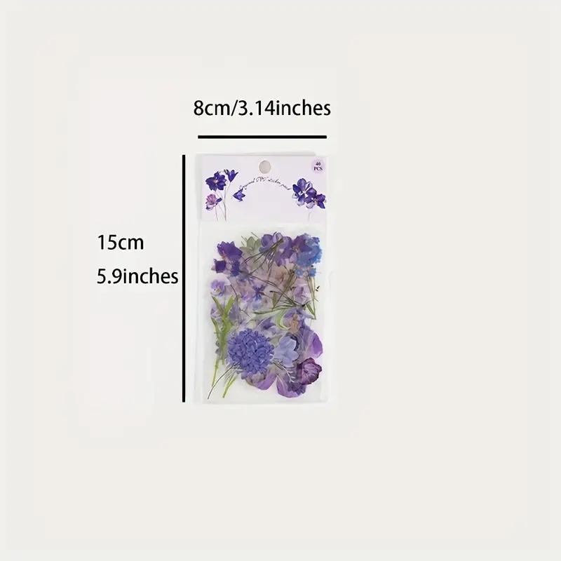 40pcs Plant Flower Leaf Decorative Sticker PET Hand Account Material Sticker Pack for Scrapbook Label Diary Stationery Album Tel