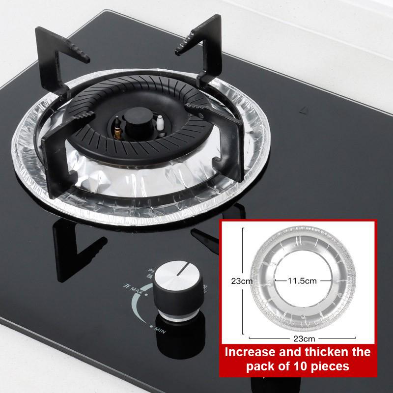 10Pcs Oil Splash Guard Gas Stove Protection Mat Heat-Resistant Aluminum Foil Liner for Cooktop