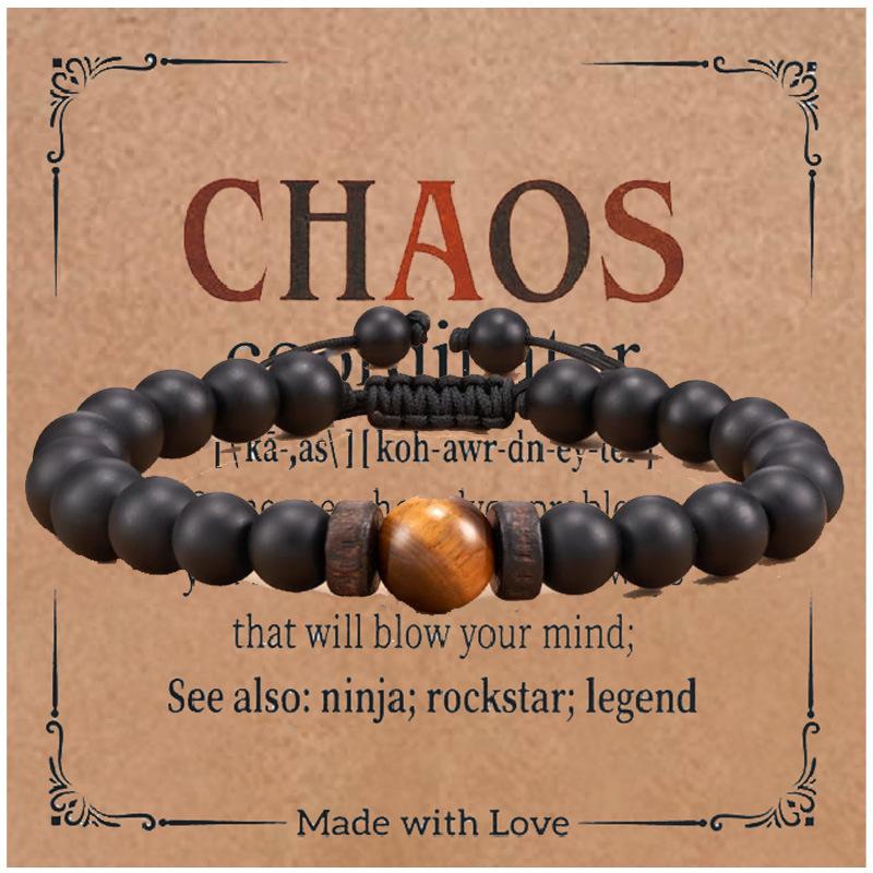 8mm Pink Zebra Stone Bead Bracelet with Gift Card: Perfect Holiday Friendship & Love Gift for Men & Women