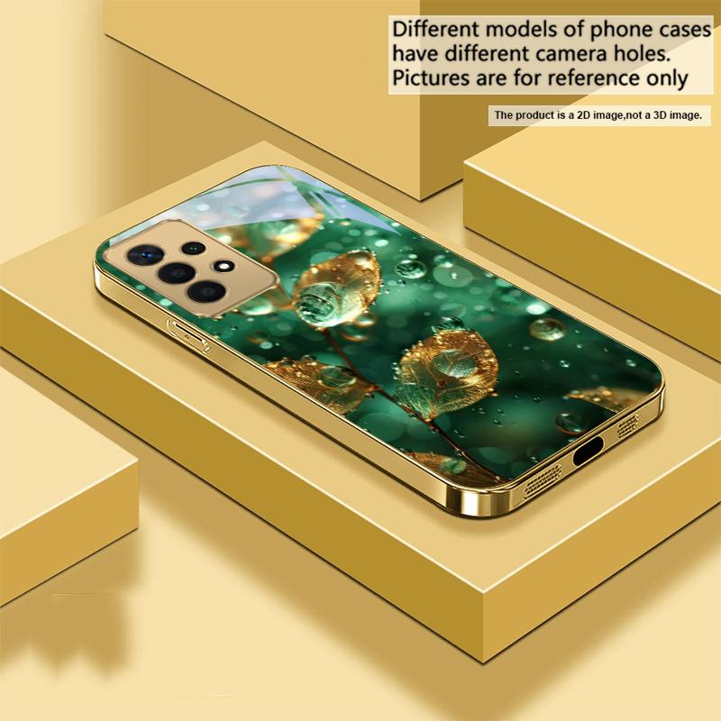 

Bronze golden leaves For Samsung A73 A72 A71 A42 A56 A55 A54 A53 A52s A52 A51 A36 A35 A34 A33 A32 A16 Golden glass phone case Galaxy A12