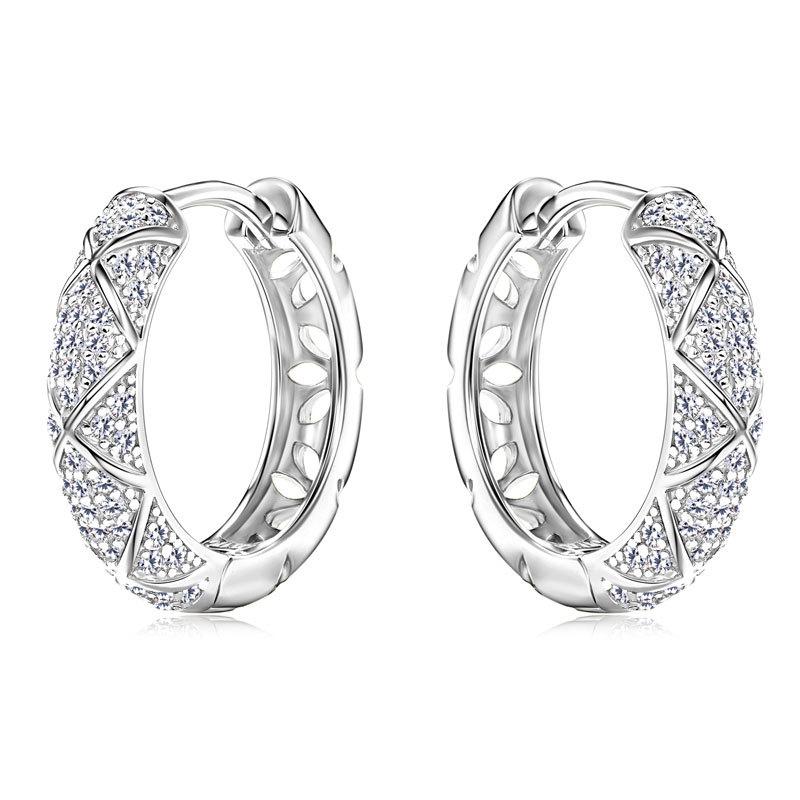 Silvere Glam New Japanese And South Korean Light Luxury Slightly Inlaid Diamond-patterned Moissanite Earrings S925 Sterling Silver Ear Rings
