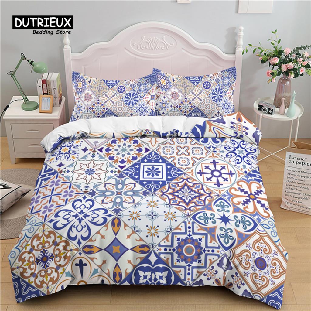 Comforter Luxury 3D Geometry Stitching Flower Print Home Living Kids Bedding Set Queen And King Eu/Us/Au/Uk Size