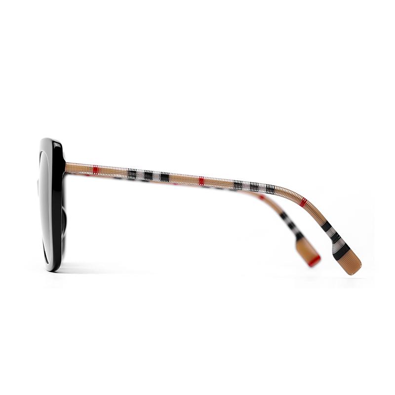 Burberry New Striped Collection Elegant Socialite Resort Fashion Trend Plate Frame Square Sunglasses Women's