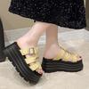 Fashion 8CM Summer High Platform Women Sandals Wedge Heels Slippers Fashion New Beach Outside Chunky Sandals Comfort Casual Slides Woman