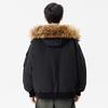 Men's and Women's Thickened Winter Down Jacket with Fur Collar, 90% White Duck Down Hooded Parka.