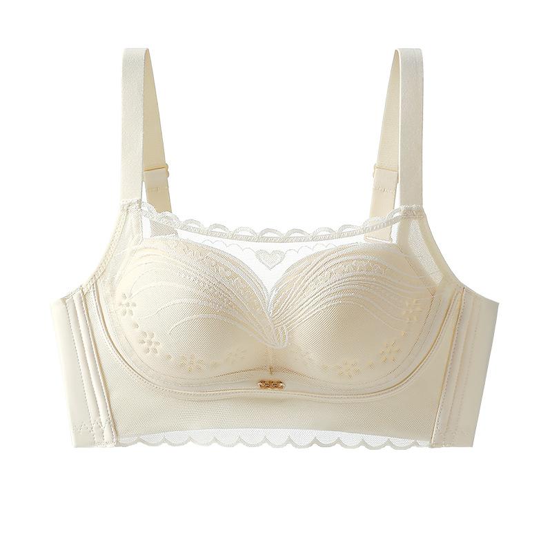 Lace anti-light tube top, hole cup, breathable, no steel ring, bra gathered, thin breasts