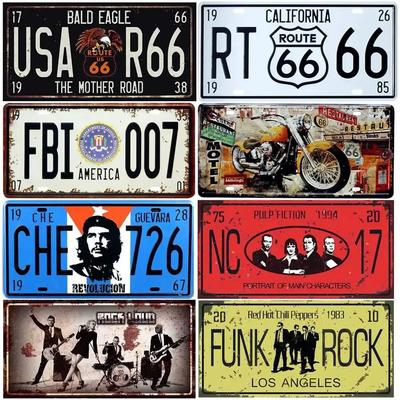 Logo USA in metallo retrò, poster artistico Route66, 30x15 cm decorazione bar