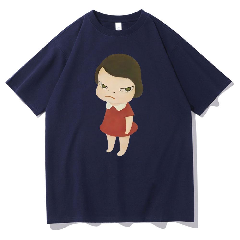 Yoshitomo Nara Red Dress Girl Graphic Print Tshirt Men Women Fashion Cartoon Harajuku Tshirts Male Cute Funny Oversized T Shirt