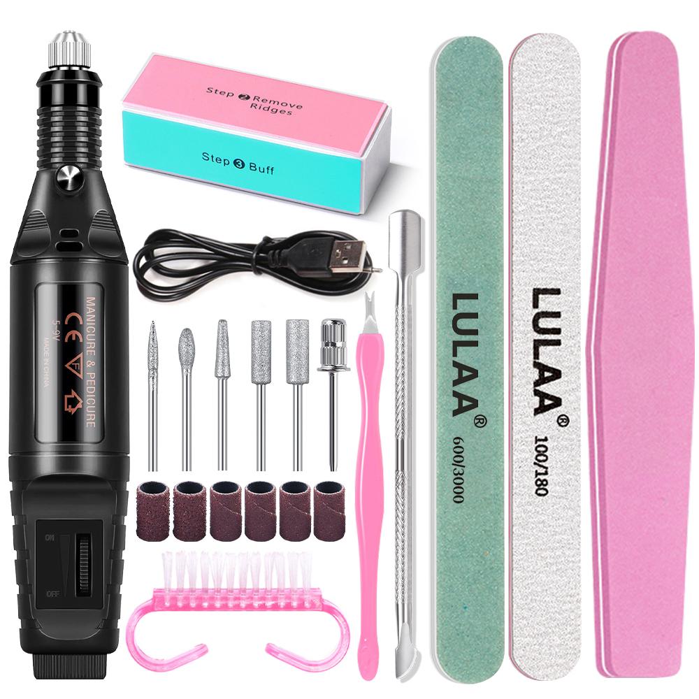 Electric Nail Drill Machine Set Portable Nail File Equipment Strong Nail Polishing Tool USB Manicure Electric With nail Tools