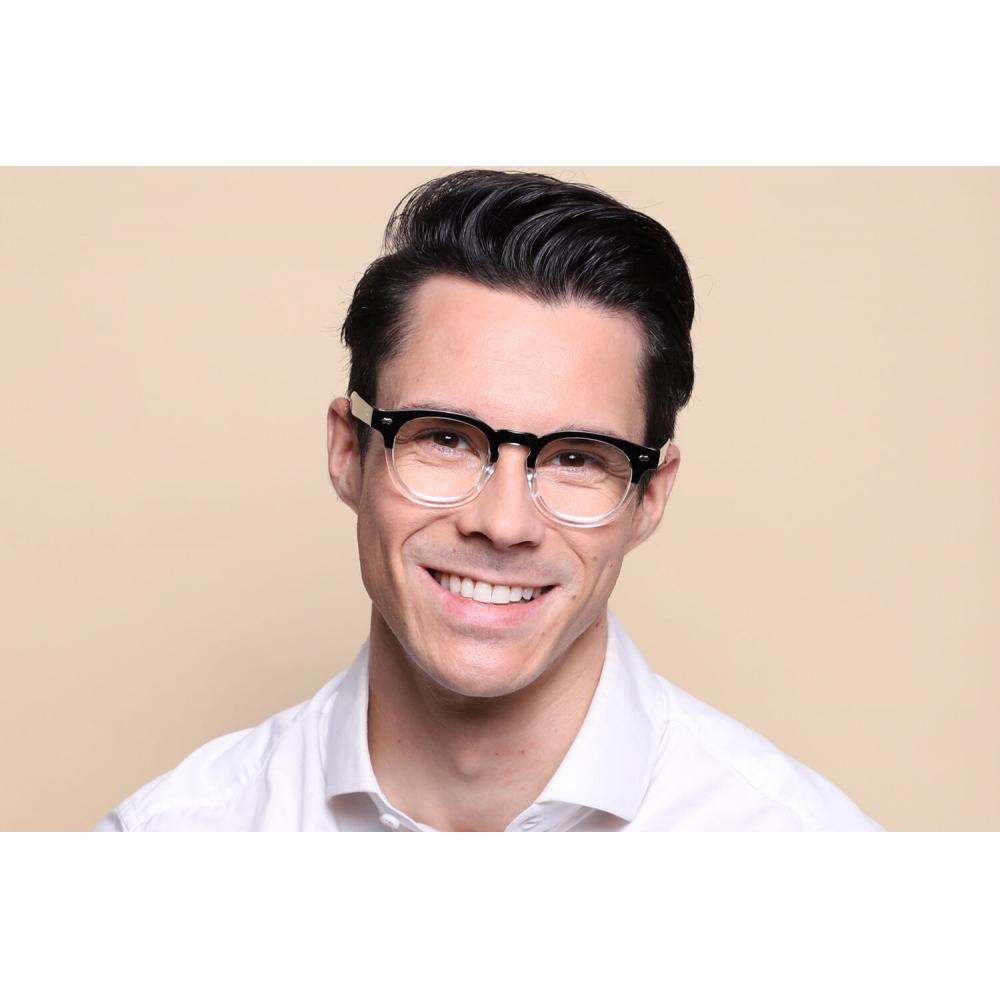 Vollrand Quadratisch Schwarz Klar Zweifarbig Smartbuy Collection Hurst 3505 C2 Modische Unisex-Brille