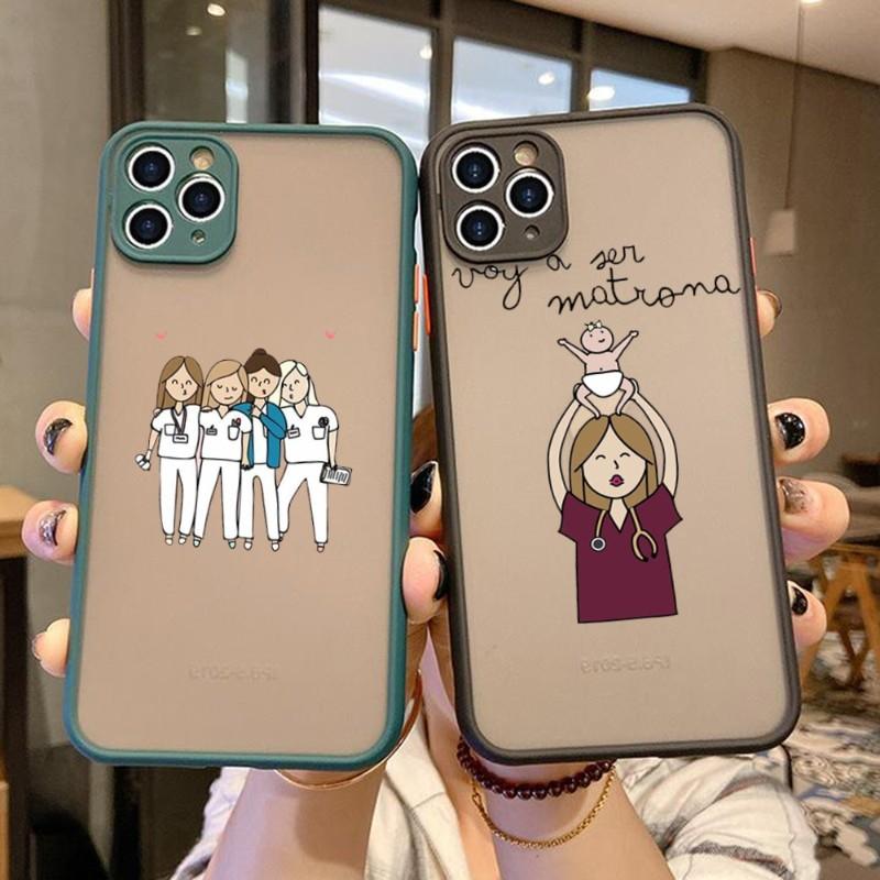 Funda de Teléfono Enfermera Medicina Salud Para IPhone 14 13 12 11 Mini Pro Max XS X Max XR 8 7 Plus SE 2022 Color Piel Cubierta de Teléfono