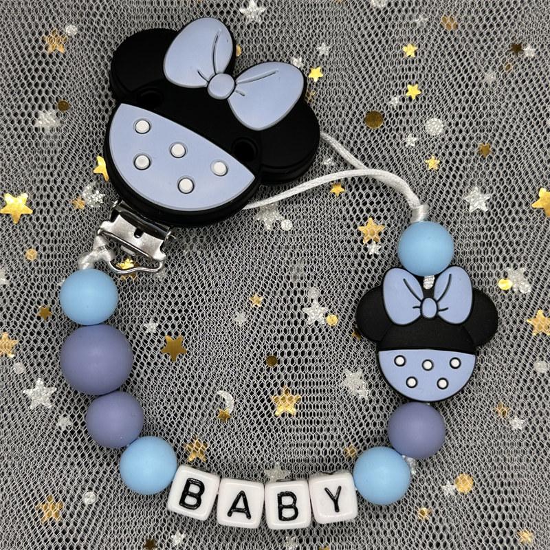 Free Personalised BPA Free Silicone Baad Dummy DIY Silicone Baby Pacifier Custom Clip Name Colorful Pacifier Chain Teething Gift