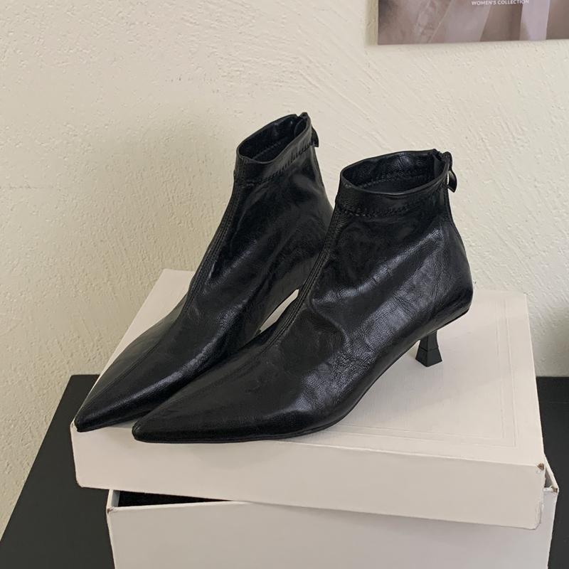 Fashion SUOJIALUN 2025 Winter New Brand Women Ankle Boots Fashion Pointed Toe Back Zip Ladies Short Boots Thin High Heel Dress Chelsea B