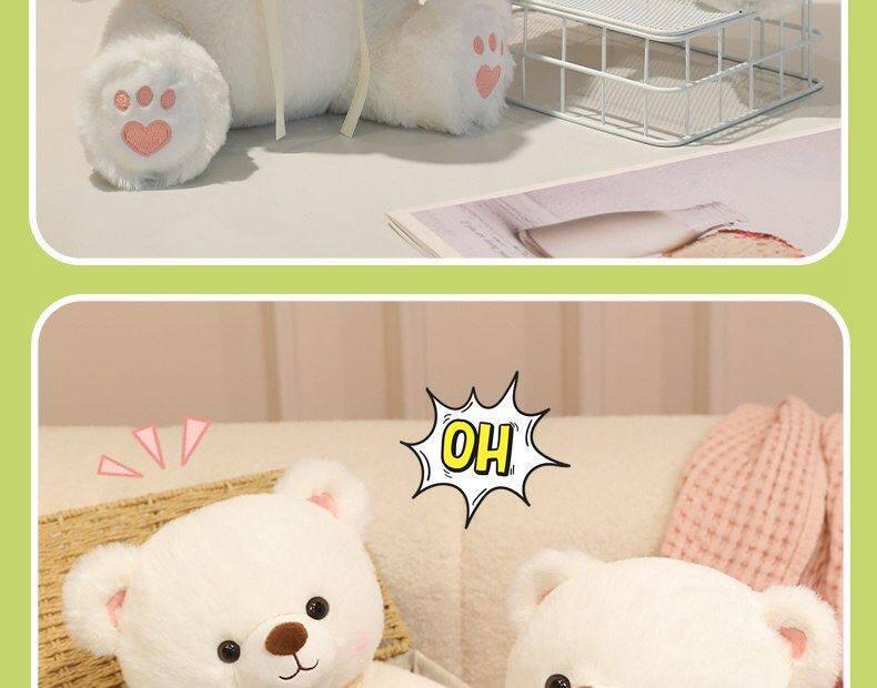 Heart-Shaped Plush Teddy Bear Doll - Soft, Cute, Healing Girly Gift