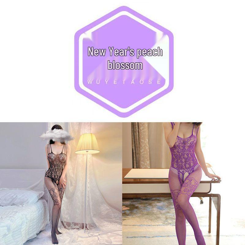 Červený Zvěrokruh Sexy Bez Ramínek Síťovaný Body s Otevřeným Rozkrokem & Odnímatelnými Síťovanými Punčochami