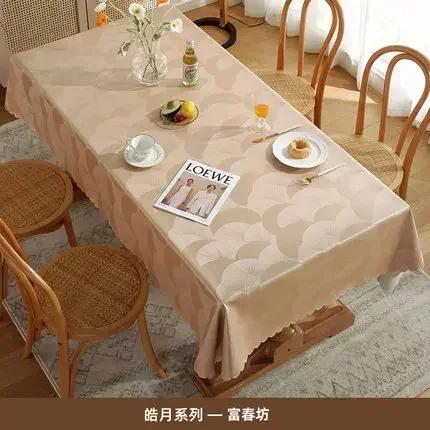 Waterproof Heat-resistant Dining Table Mat Fabric European Style Hotel Home Rectangular Tablecloth PU Printed Round Table Cloth