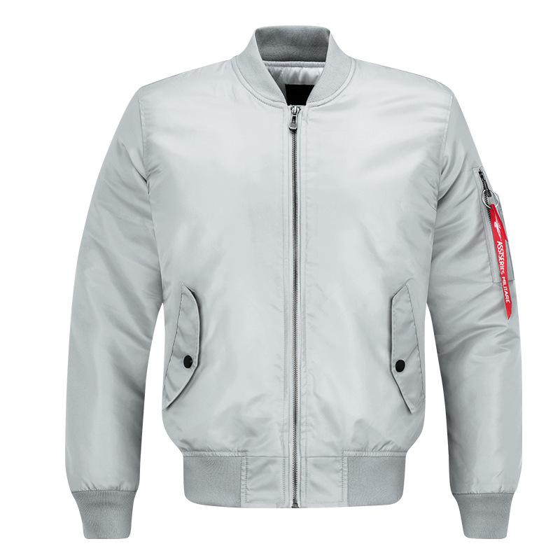 

Men s Plus Size Stand Collar Cotton Jacket - Autumn/Winter Casual Loose Fit, European/American Style, Aviator Design, Available Up To 6XL. 6XL світло-сірий колір
