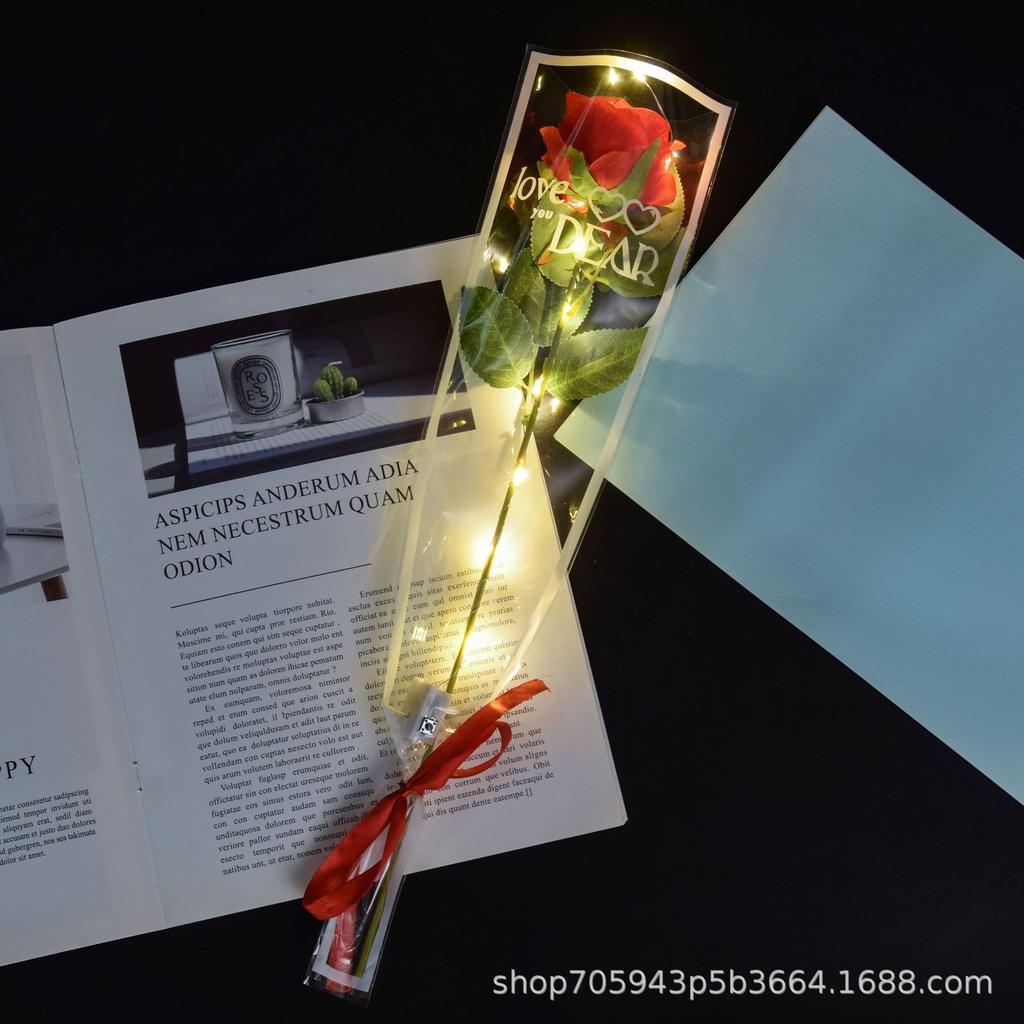 1pcs Led Light Up Glowing Roses Red Flower Bouquet Led Flash Handheld Valentine's Day Glow Party Wedding Decoration