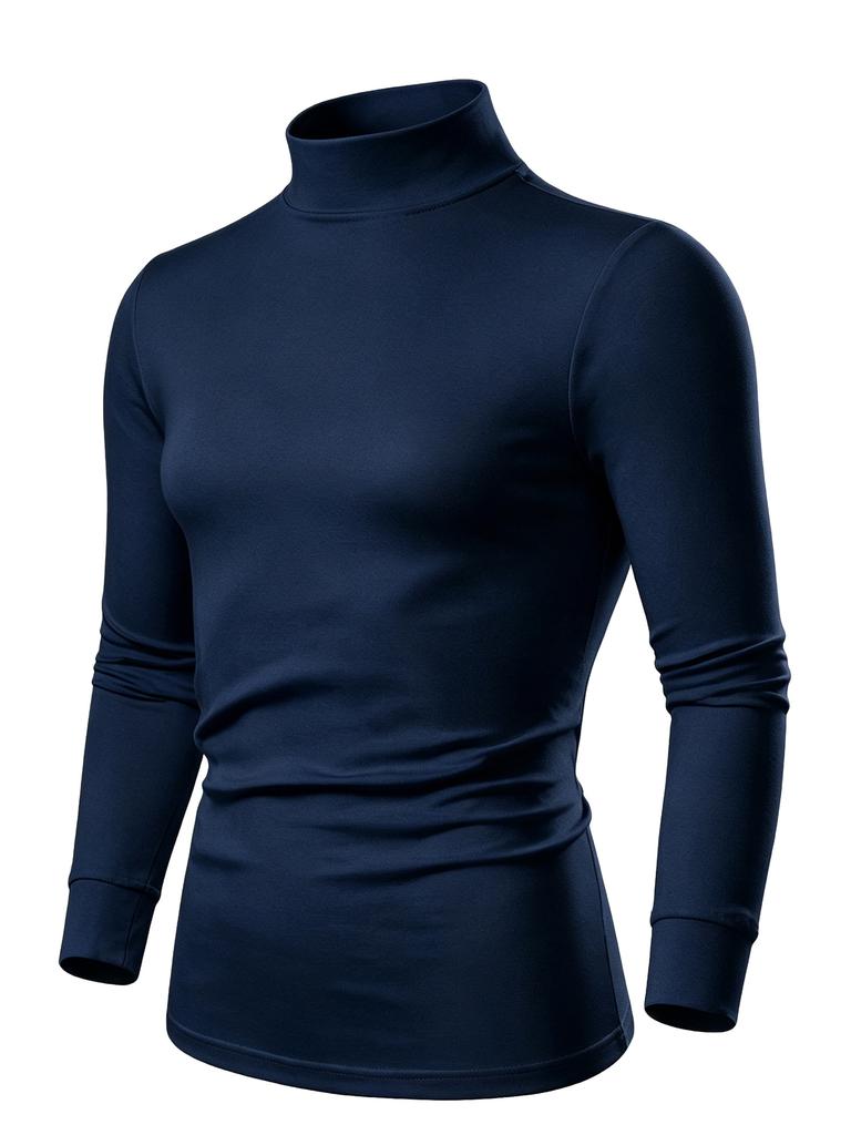 Simple Long-Sleeve Turtleneck Men's Work Long-Sleeve Top 3pcs Set, European and American Fashion Trend T-Shirt
