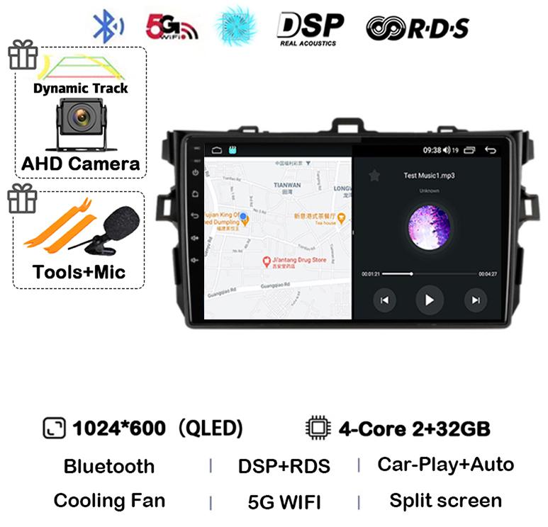 Android 14 Carplay Auto Car Radio For Toyota Corolla E140/150 2007 2008 2009 2010 2011 2012 2013 Multimedia Player Stereo GPS 4G
