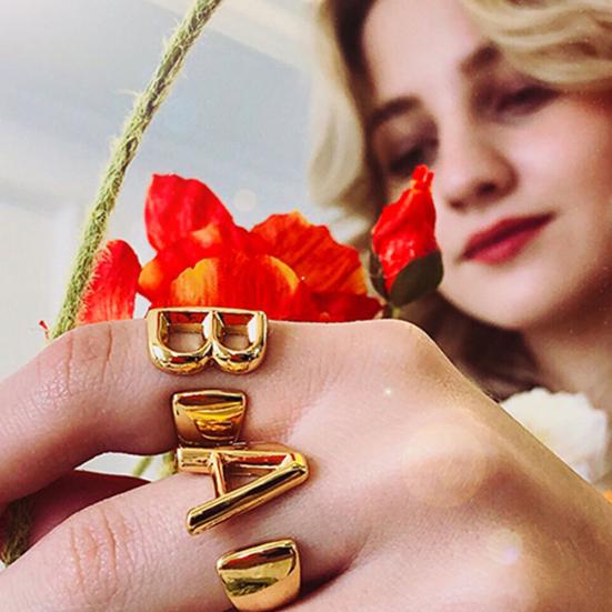 Kobiety 26 liter pierścionek z alfabetem otwarcie imprezy regulowany prezent na biżuterię