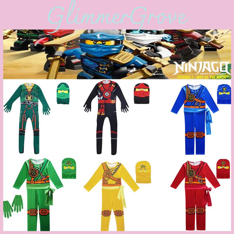 Cool Ninjago Inspired Kids Cosplay Party Clothes Set With Glove Hat And Jumpsuit