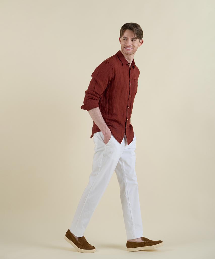 PANICALE White Micro Texture Slim Fit Chino Pants