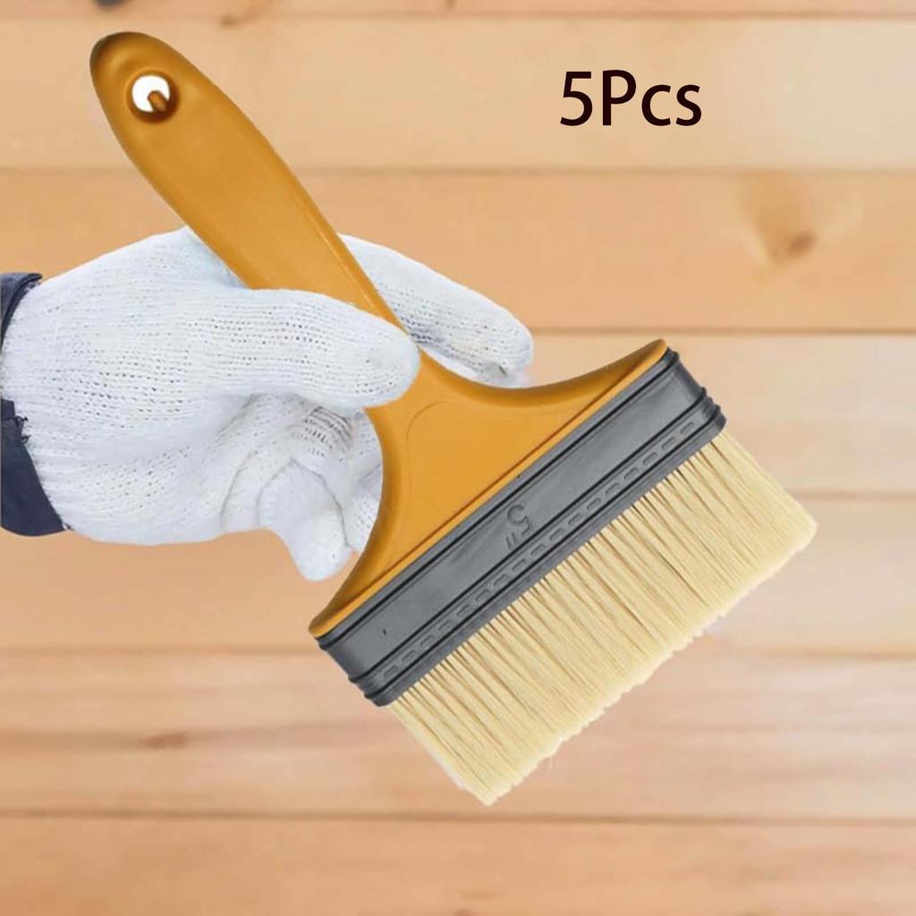 5Pcs Wide Paint Brush, Handle Paint Brushes, Household Thick Heat Resistant Paint Brushes - 5 Inch