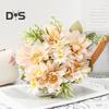 Simulated Flower Bouquet 5 Forks Flower Leaves Artificial Bouquet Realistic Silk Flowers Indoor Outdoor Decoration