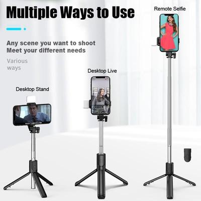 Mini Foldable Bluetooth Selfie Tripod  with Fill Light Bluetooth Remote Shutter Extendable Rod for Huawei Xiaomi IPhone Cell Phone