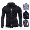 Men Zip-up Sweatshirt Mock Neck Long Sleeve Jacket Solid Color Full Zip Casual
