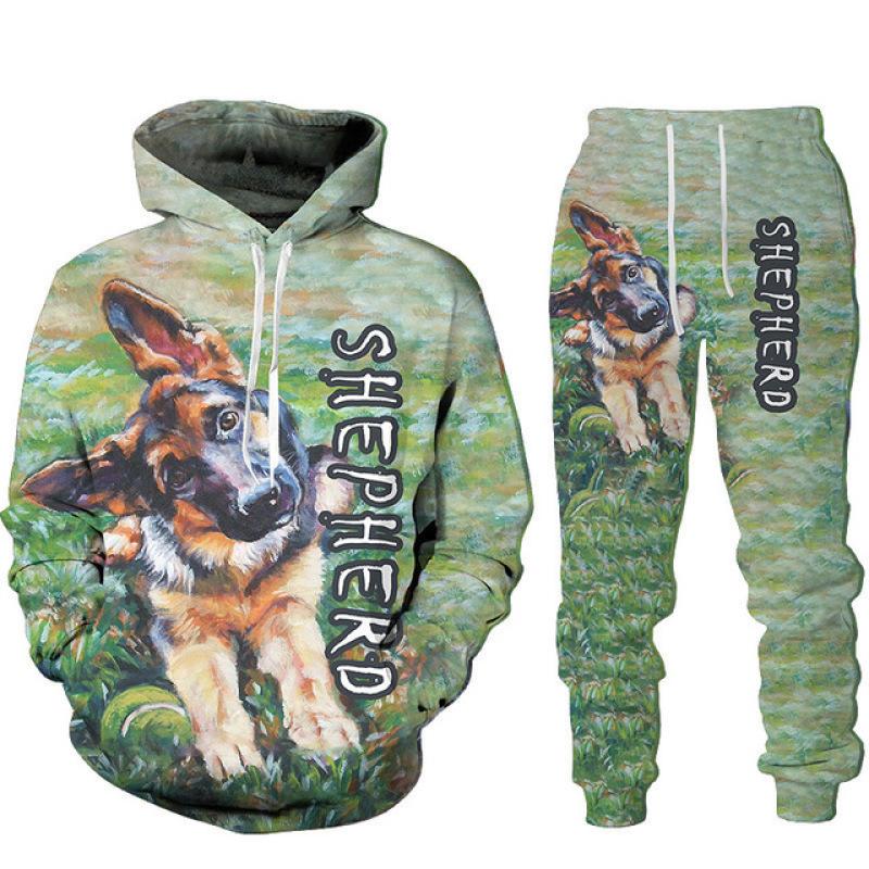 

Чоловічий повсякденний спортивний костюм для активного відпочинку, набір з 2 предметів, вівчарка, доберман, тварина, собака, 3D-принт, одяг, унісекс, пуловери, толстовки, брючний костюм S-6XL XL