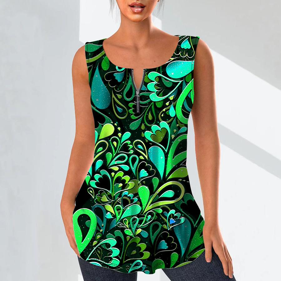 Dámská móda Košile s výstřihem do V Ležérní topy Tričko Dámské 3D retro vzor potisk Vesta Halenka velké velikosti bez rukávů Tílka