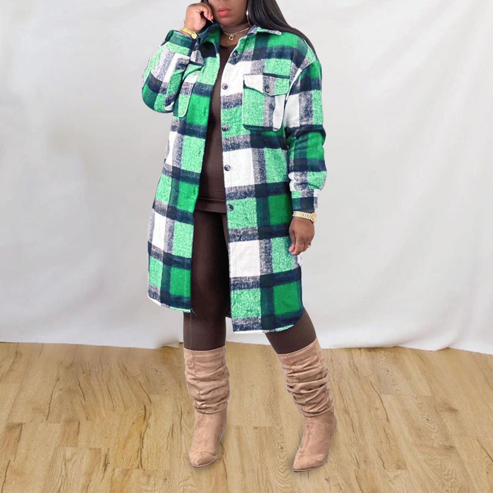 

Nikitas Женская мода Клетчатая рубашка с лацканом Клетчатое твидовое пальто с длинным рукавом