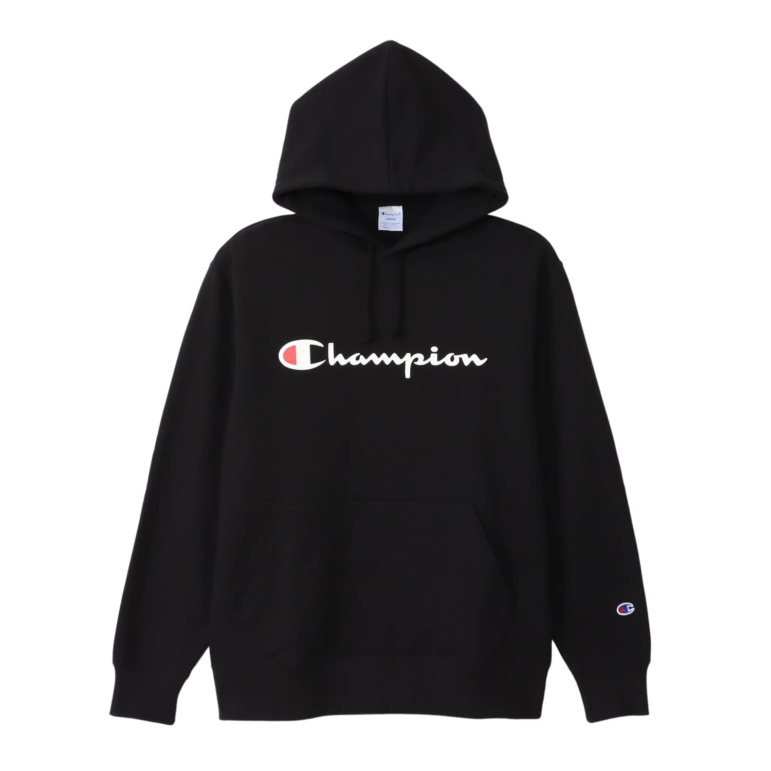 Hoodie Long Sleeve Pile-Lined Script Logo Hooded Sweatshirt Basic C8-W130Z-090-S Pullover Top чёрный