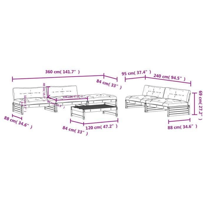 VidaXL Garden Lounge Set with Cushions 6 Pcs, Sofa with Backrest, Furniture Set with Coffee Table Patio Terrace, 3186124