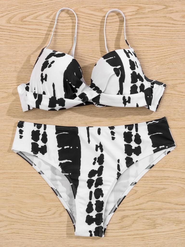 European and American INS Push-Up Swimwear: New Style Printed Bikini with Hard Case.