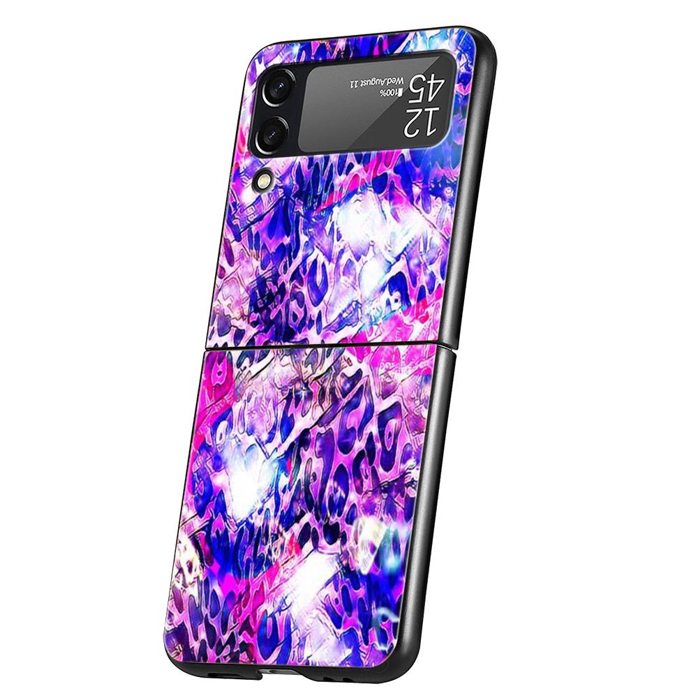 

Hard PC Phone Case For Samsung Galaxy Z Flip 6/5/4 Black Cover For Galaxy Z Flip 3 Foldable Shell Fashion Smudge Leopard Print Z Flip