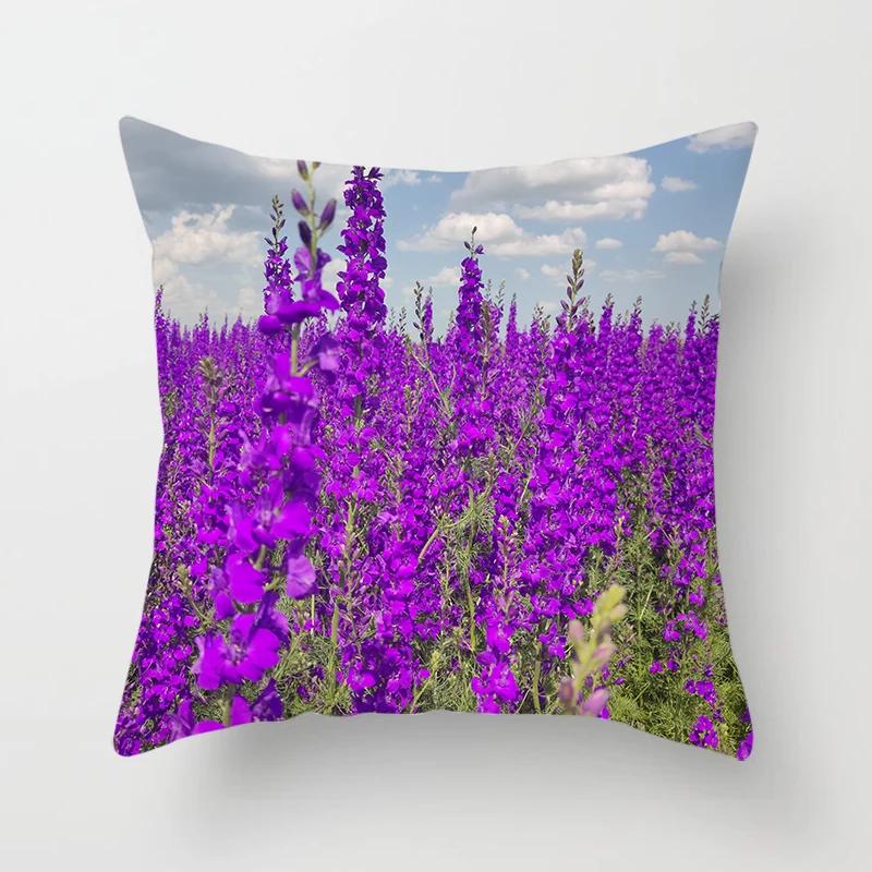 Floral Print Throw Pillow Cover Living Room Sofa Decor Car Office Seat Cushion   Home  45x45 cm