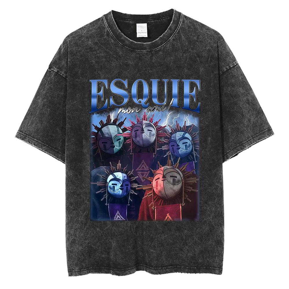 

Игровые футболки Clair Obscur с винтажной стиркой, мужские женские повседневные высококачественные хлопковые футболки оверсайз для фанатов, уличная одежда 3XL