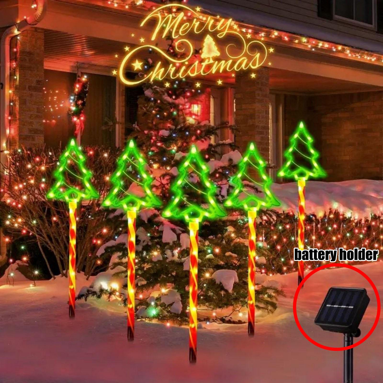 

Christmas Solar Track Lights, Set Of 5 Or 8 Christmas Lights, Stake Christmas Decorations, LED Lights For Yard Grass Patio Walkway Decor One Size