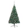 Pre-lit Artificial Half Christmas Tree and Balls 180 Cm