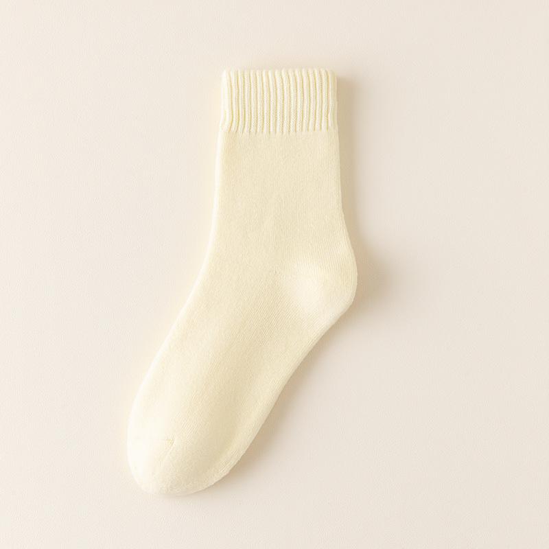 

Autumn and Winter Thick Solid Color Woolen Hoop Socks Fashionable Warm and Cold Proof High Wall Long Socks Practical One Size