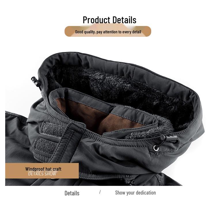 Men's Slim Fit Thickened Fleece-Lined Cotton Jacket for Middle-Aged & Elderly