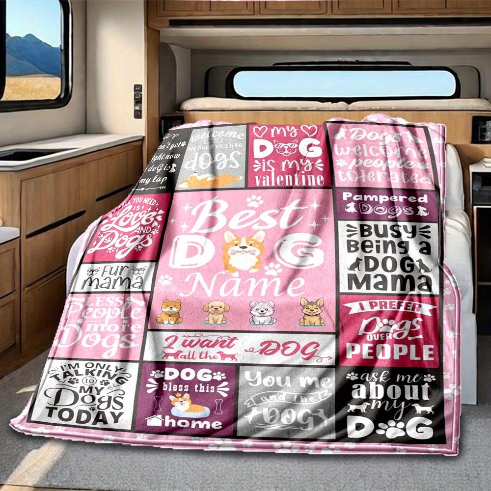 Dog Lover Valentine'S Day Gift Customize Your Name Rv Blanket Soft Cozy Lightweight Allseason Multipurpose Throw For Travel Camping Picnics Sofa Rv