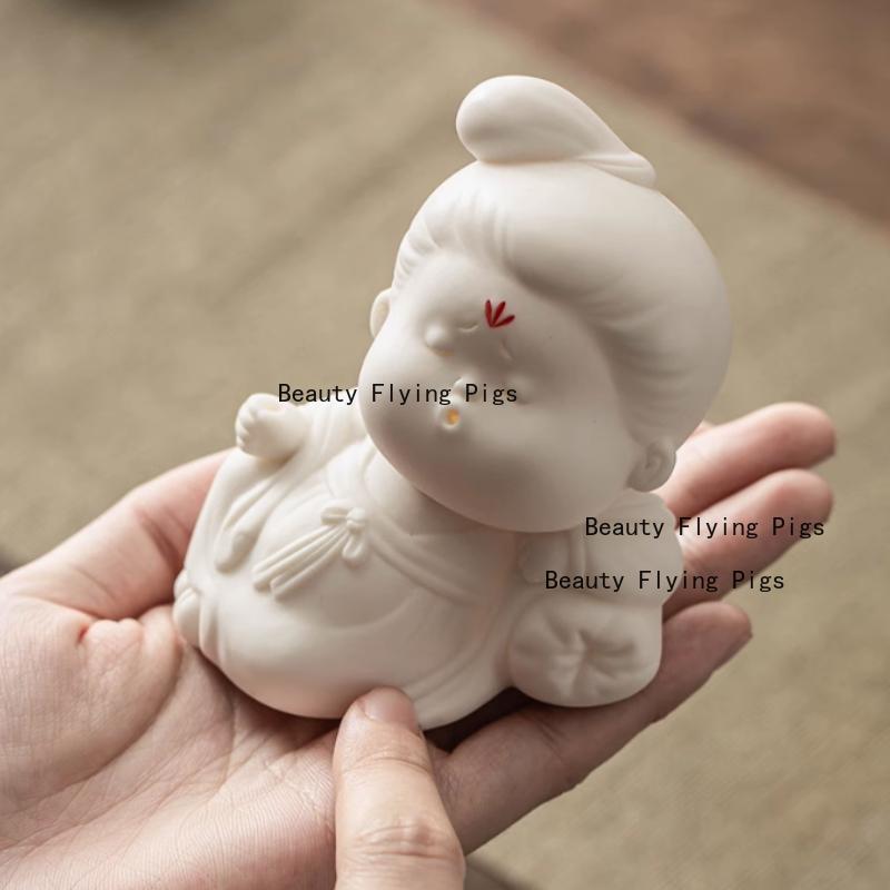 Ceramic small official women's ornaments Chinese style Home living room decoration Fragrant ornament Tea room desktop decoration