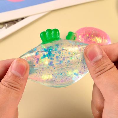 Mini Radish Squeeze Toy Stress Relief Clear Glitter Radish Stress Sugar Ball