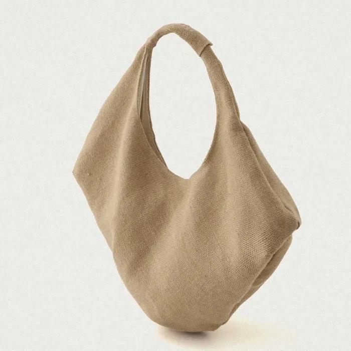 Oversized Hemp Shoulder Bag - Ivory