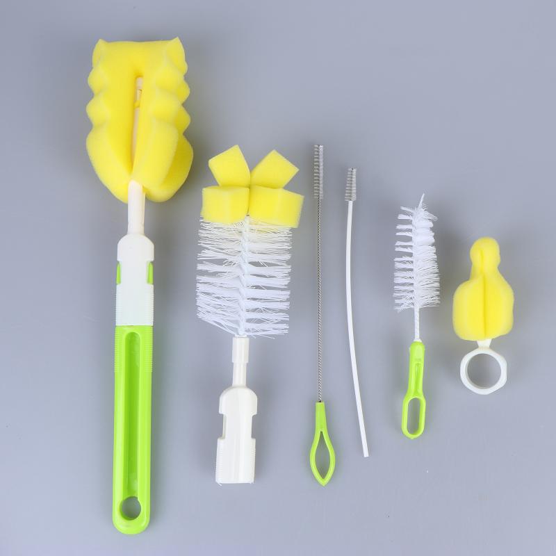 Durable Bottle Cleaning Brush 360° Deep Cleaning Nipple Scrubber BPA Free for Baby Feeding Bottle Daily Washing зелёный