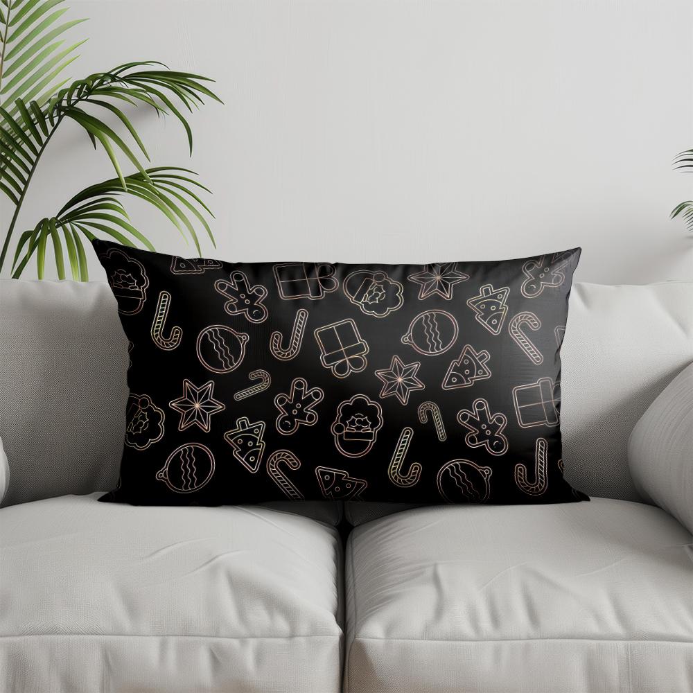 Home Decor Festive Icons Printed Pillow Cover Suitable For Sofa Bedroom Car Pillow Cover Cushion Rectangular Back Cushion